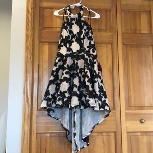 Black Lace Knee Length High Low Semi-Formal Dress